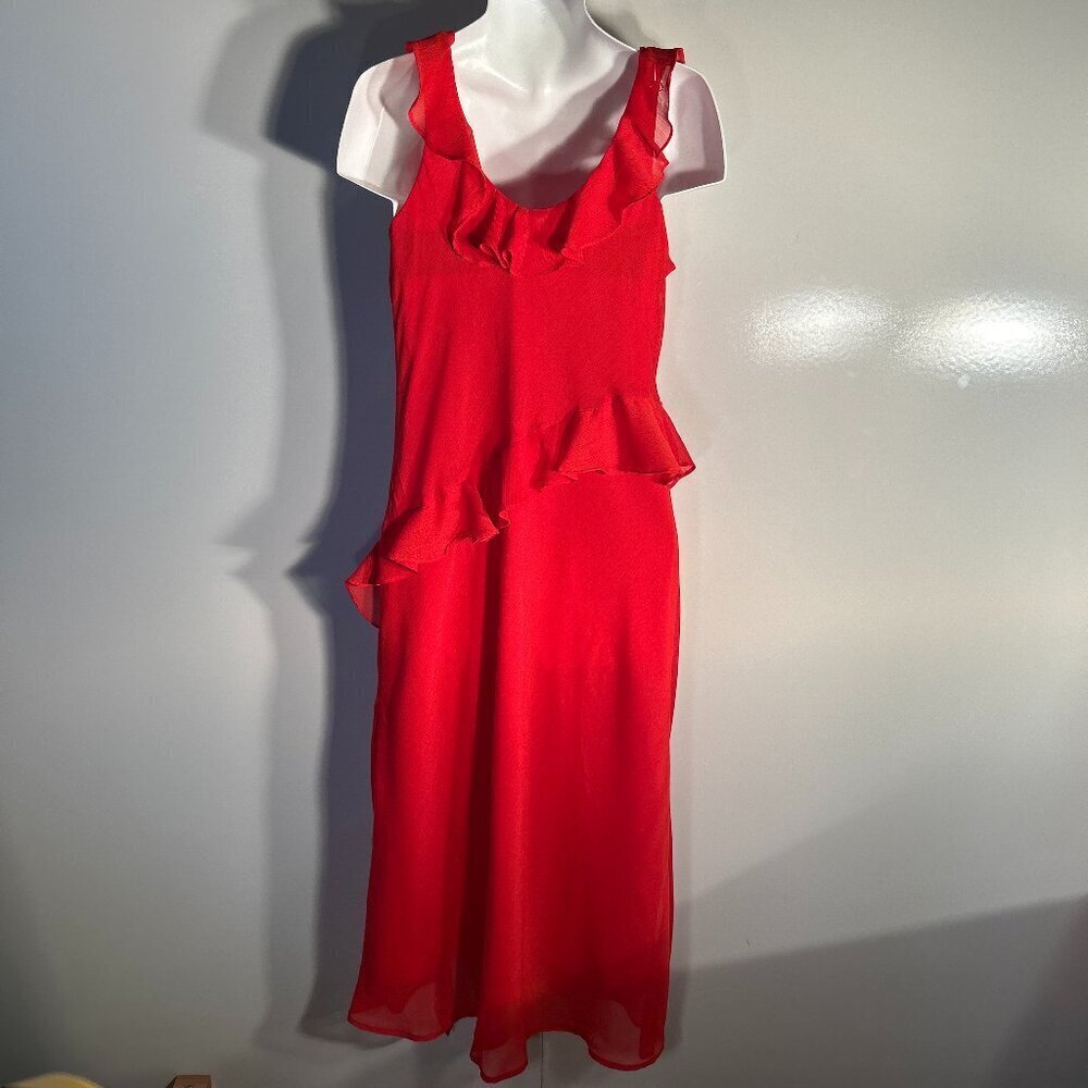 a new day  NWT Red Ruffled Midi Dress Fairy Boho Feminine Cottage Wedding Dressy - Picture 6 of 10